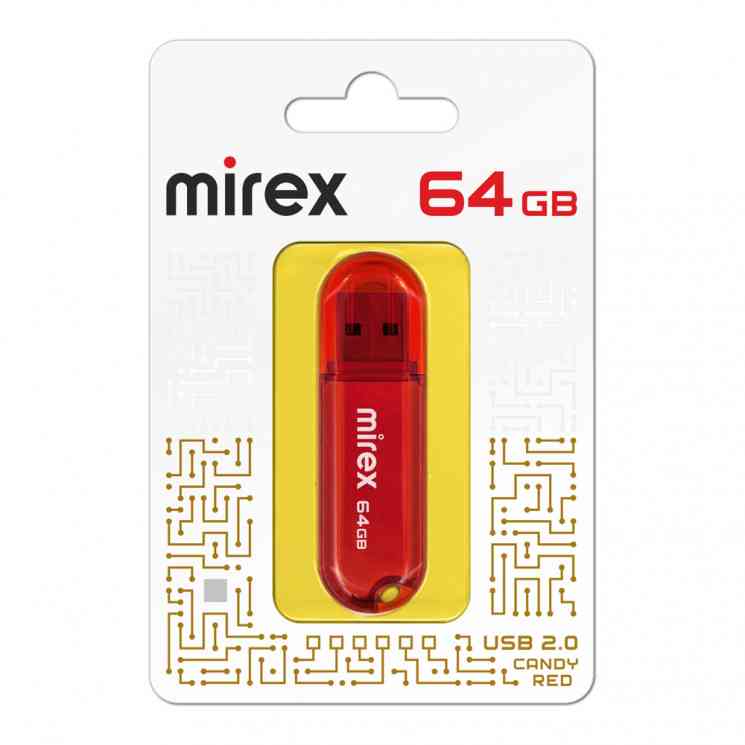 MIREX Flash drive USB2.0 64Gb Candy, 13600-FMUCAR64, Red, RTL