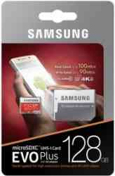 MicroSDXC 128Gb SAMSUNG EVO Plus, Class10 UHS-I U1 100Mb/s + Адаптер, RTL