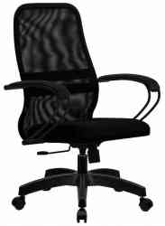 МЕТТА МЕТТА "SU-C-8-Т" хром, с подлокотниками, ткань-сетка, сиденье мягкое, серое кресло