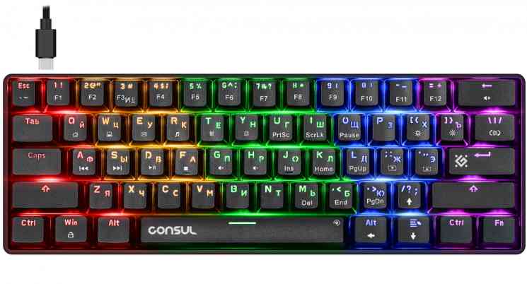 DEFENDER Механическая клавиатура Consul GK-220 RU,Rainbow, черный