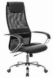 BRABIX PREMIUM "Stalker EX-608 CH", хром, ткань-сетка/кожзам, черное, 532091 кресло офисное