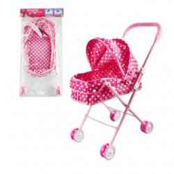 Коляска-люлька Белый горошек, металл, 48*27*53 см, пакет M7262