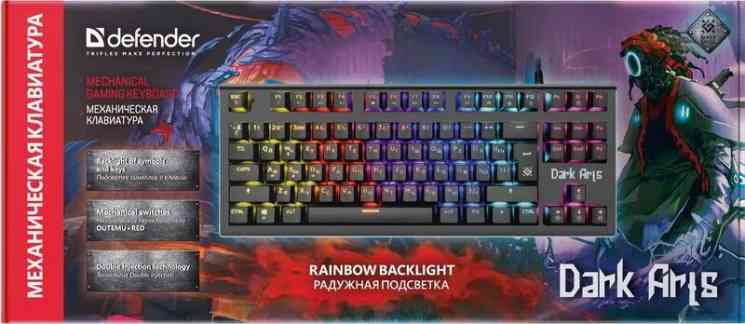 DEFENDER Механическая клавиатура Dark Arts GK-375 RU,Rainbow,87 клавиш