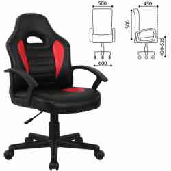 BRABIX компьютерное BRABIX "Spark GM-201", экокожа, черное/красное, 532503 кресло
