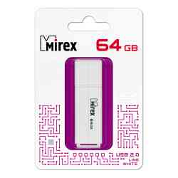 MIREX Flash drive USB2.0 64Gb Line, 13600-FMULWH64, White, RTL