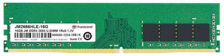 TRANSCEND DDR4 16Gb PC21300/2666MHz, CL19, 1Rx8, 2Gx8, 1.2V, JM2666HLE-16G RTL