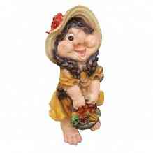 Фигурка декоративная садовая девочка "Гном с корзинкой" F058