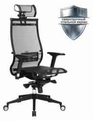 МЕТТА офисное МЕТТА "SAMURAI" Black Edition, сверхпрочная сетка, регулируемое, черное кресло