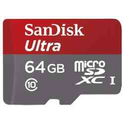 SANDISK MicroSDXC 64Gb Ultra, Class10 UHS-I 48Mb/s + Адаптер, RTL