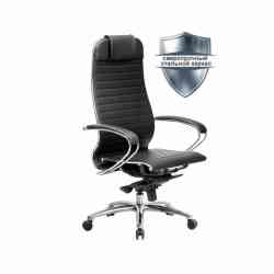 МЕТТА "SAMURAI" K-1.04, рецик. кожа, черное кресло офисное