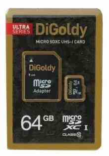 Карта памяти Digoldy 32GB microSDHC Class 10 UHS-1 Extreme с адаптером SD 45 MB/s, шт