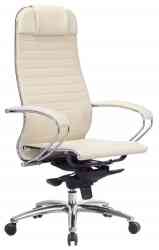 МЕТТА "SAMURAI" KL-1.04, рецик. кожа, бежевое кресло офисное