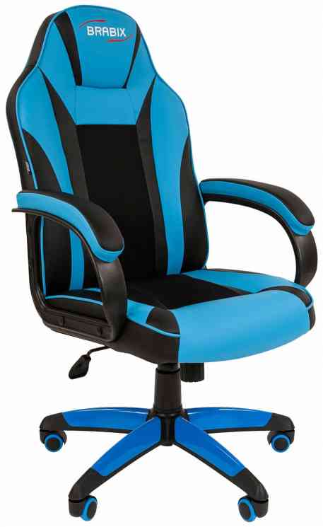 BRABIX компьютерное BRABIX "Tanto GM-171", TW/экокожа, черное/голубое, 532575, 7083503 кресло