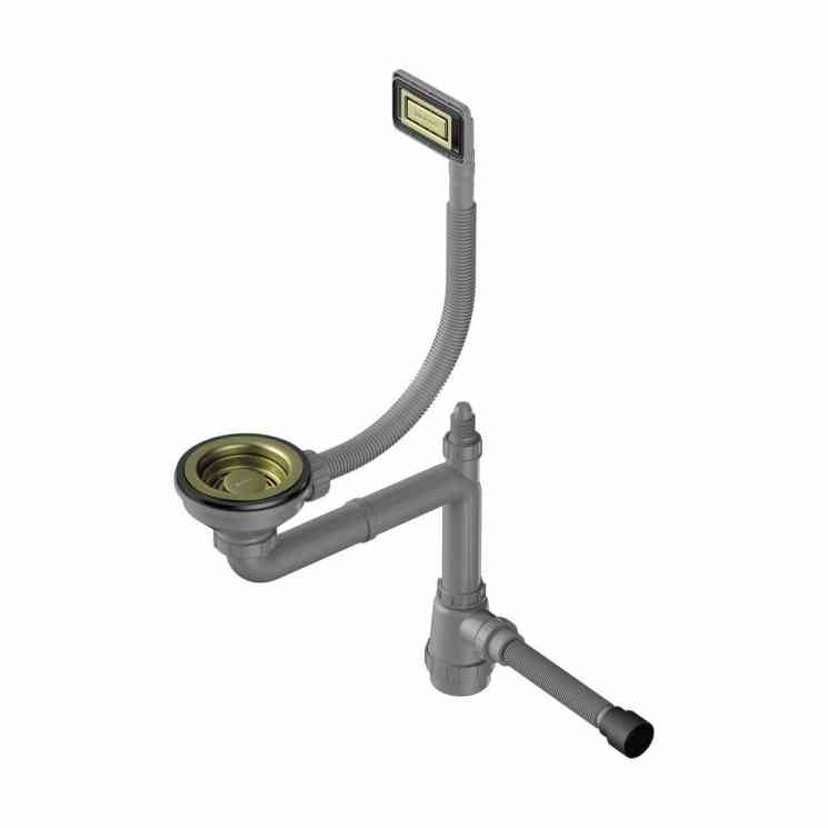 Omoikiri WK-1-UN-LG Арматура для одночашевых моек с универс. прямоуг. переливом, светлое золото