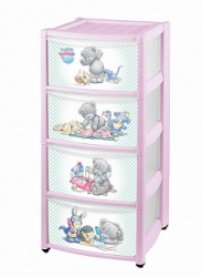 Комод детский на колесах с аппликацией "ME TO YOU" 4 ящика (розовый) 431302005 (1)