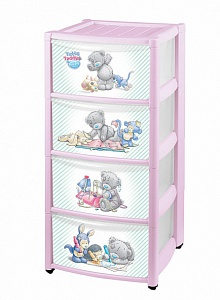 Комод детский на колесах с аппликацией "ME TO YOU" 4 ящика (розовый) 431302005 (1)