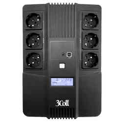 3COTT 650-CDL Cascade Line 650VA/390W Display,USB,AVR,RJ11,RJ45 (3+3 Euro) ИБП