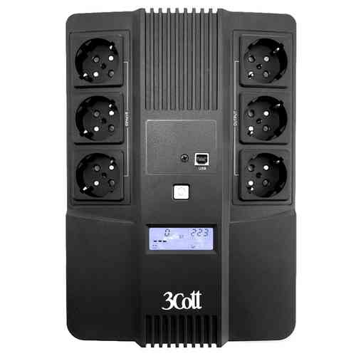 3COTT 650-CDL Cascade Line 650VA/390W Display,USB,AVR,RJ11,RJ45 (3+3 Euro) ИБП