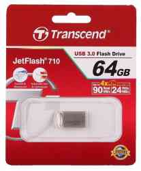 TRANSCEND Flash drive USB3.0 64Gb JetFlash 710, R90Mb/s, W24Mb/s, TS64GJF710S, Silver, RTL
