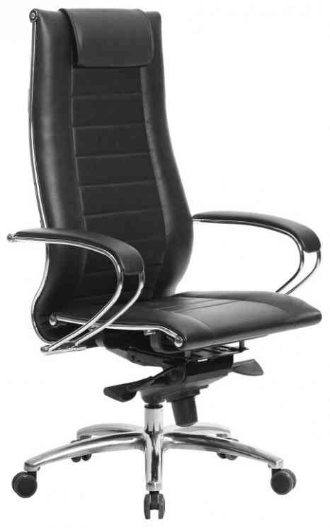 МЕТТА офисное МЕТТА "SAMURAI" Lux 2, рецик. кожа, регулируемое сиденье, черное кресло