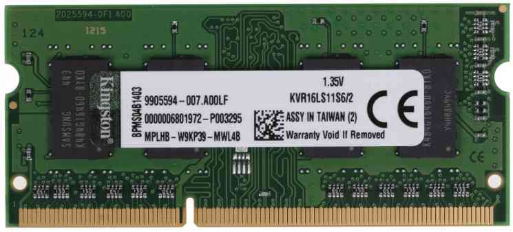 KINGSTON SODIMM DDR3 2Gb PC12800/1600MHz, 1.35v, KVR16LS11S6/2 RTL