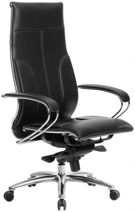 МЕТТА офисное МЕТТА "SAMURAI" Lux, рецик. кожа, регулируемое сиденье, черное кресло