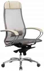 МЕТТА "SAMURAI" S-1.04, сверхпрочная ткань-сетка, бежевое кресло офисное