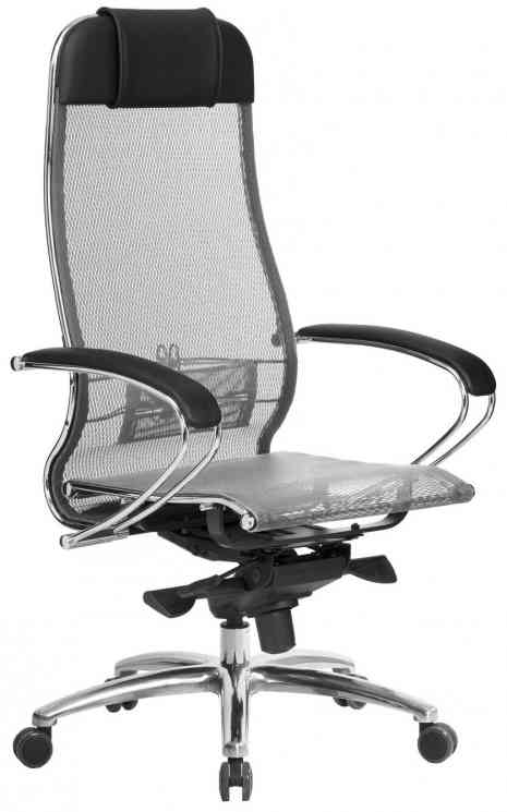 МЕТТА "SAMURAI" S-1.04, сверхпрочная ткань-сетка, серое кресло офисное