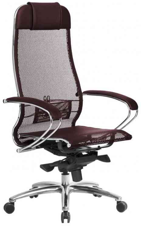 МЕТТА "SAMURAI" S-1.04, сверхпрочная ткань-сетка, темно-коричневое кресло офисное