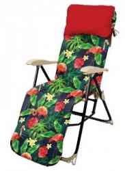 кресло-шезлонг складное 5 с подножкой и мягким матрасом (HHK5/F с фламинго) Ижевск