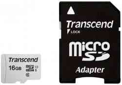 TRANSCEND MicroSDHC 16Gb 300S Class10, UHS-I Class 1 (U1), R95Mb/s, W10Mb/s, TS16GUSD300S-A, Ad, RTL