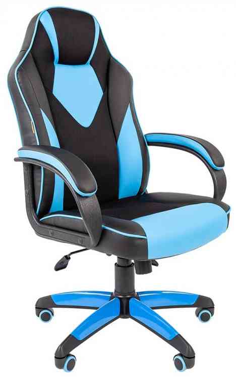 CHAIRMAN СН GAME 17, ткань TW/экокожа, черное/голубое, 7024559 кресло компьютерное