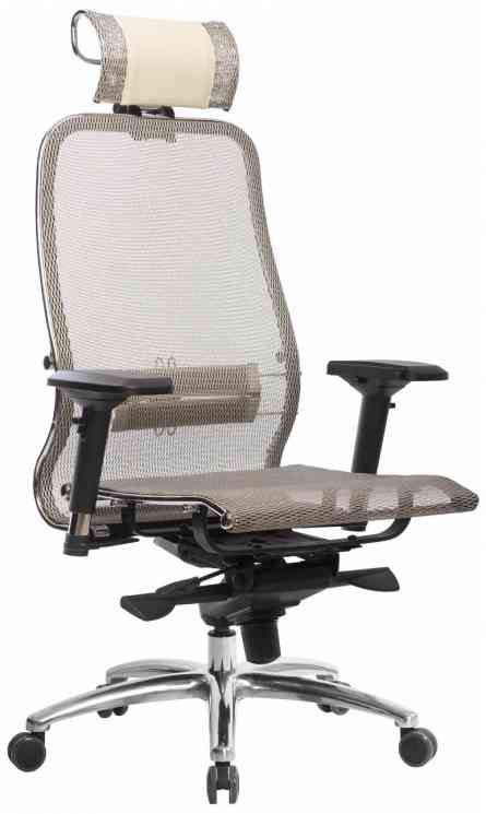 МЕТТА "SAMURAI" S-3.04, с подголовником, сверхпрочная ткань-сетка, черное кресло офисное