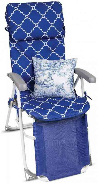 кресло-шезлонг складное 7 с подножкой, мягким матрасом и подушкой (HHK7/BL синий) Ижевск
