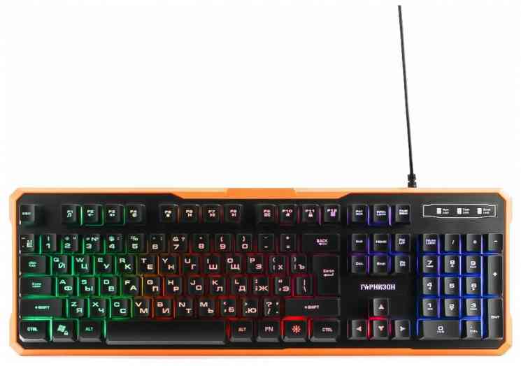ГАРНИЗОН GK-320G, подсветка, USB, черный, антифантомные клавиши Игровая клавиатура