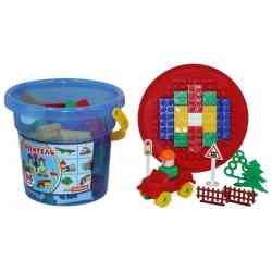 Конструктор 37213 "Строитель" (84 элемента в ведре Макси с кр.)