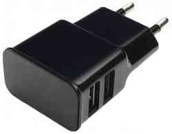 Сетевое з/у Cablexpert MP3A-PC-12 100/220V - 5V USB 2 порта, 2.1A, черный