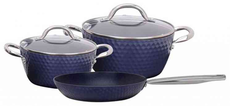 GALAXY GL 9510 синий Набор посуды 5пр: кастрюля с крышкой 4л, ковш с крышкой 2,5л, сковорода 24см