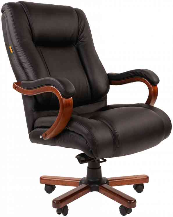 CHAIRMAN CH 503, нагрузка до 180 кг, дерево, черное кресло из натуральной кожи