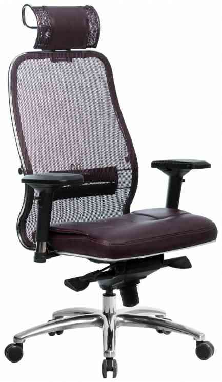 МЕТТА "SAMURAI" SL-3.04, с подголовником, сверхпрочная ткань-сетка/кожа, черное кресло офисное
