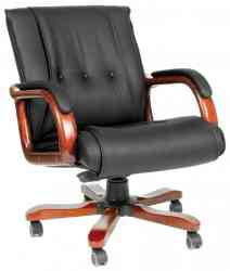 CHAIRMAN CH 653, дерево, черное, 7001203 кресло из натуральной кожи