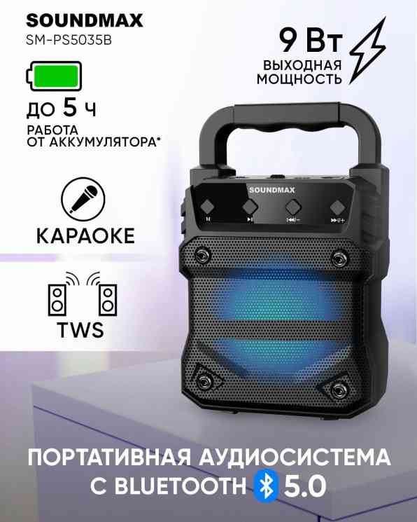 SOUNDMAX SM-PS5035B черный портативная колонка