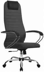 МЕТТА офисное МЕТТА "SU-B-10" хром, ткань-сетка, сиденье и спинка мягкие, темно-серое кресло