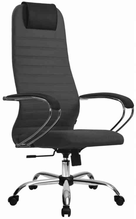 МЕТТА офисное МЕТТА "SU-B-10" хром, ткань-сетка, сиденье и спинка мягкие, темно-серое кресло