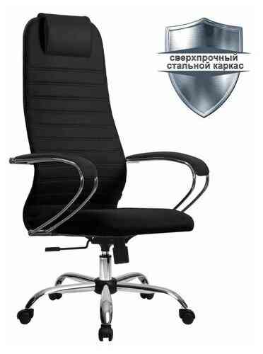 МЕТТА офисное МЕТТА "SU-B-10" хром, ткань-сетка, сиденье и спинка мягкие, черное кресло
