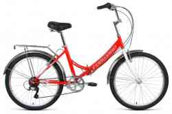 Велосипед FORWARD VALENCIA 24 2.0 (рост 16" 6ск. скл.) 2020-2021, красный/серый