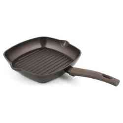 Сковорода-гриль чугунная 280х280 со съемной ручк без крышки 1028 (4) Биол