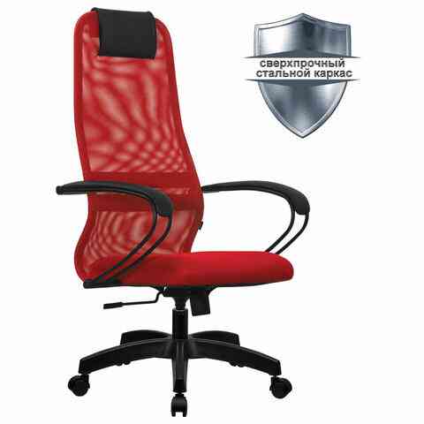 МЕТТА офисное МЕТТА "SU-B-8" пластик, ткань-сетка, сиденье мягкое, красное кресло