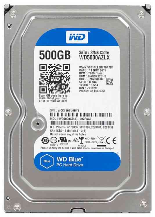 HDD 3.5" WD Blue, 500Gb, WD5000AZLX, 7200rpm, 32Mb