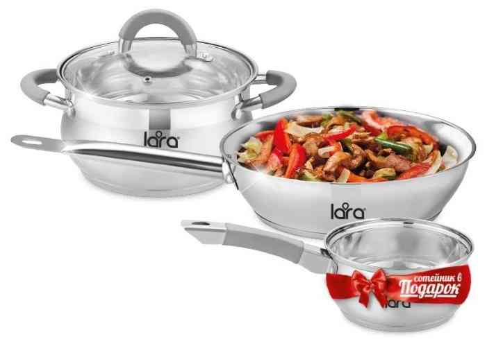 LARA LR02-110 Набор посуды Bell PROMO <8 Марта> + ДАРОК LARA LR06-19 Black